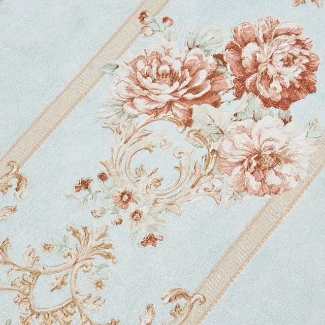 Livingandhome Vintage Floral Botanical Non-Woven Damask 3D Embossed Wallpaper Roll in Green