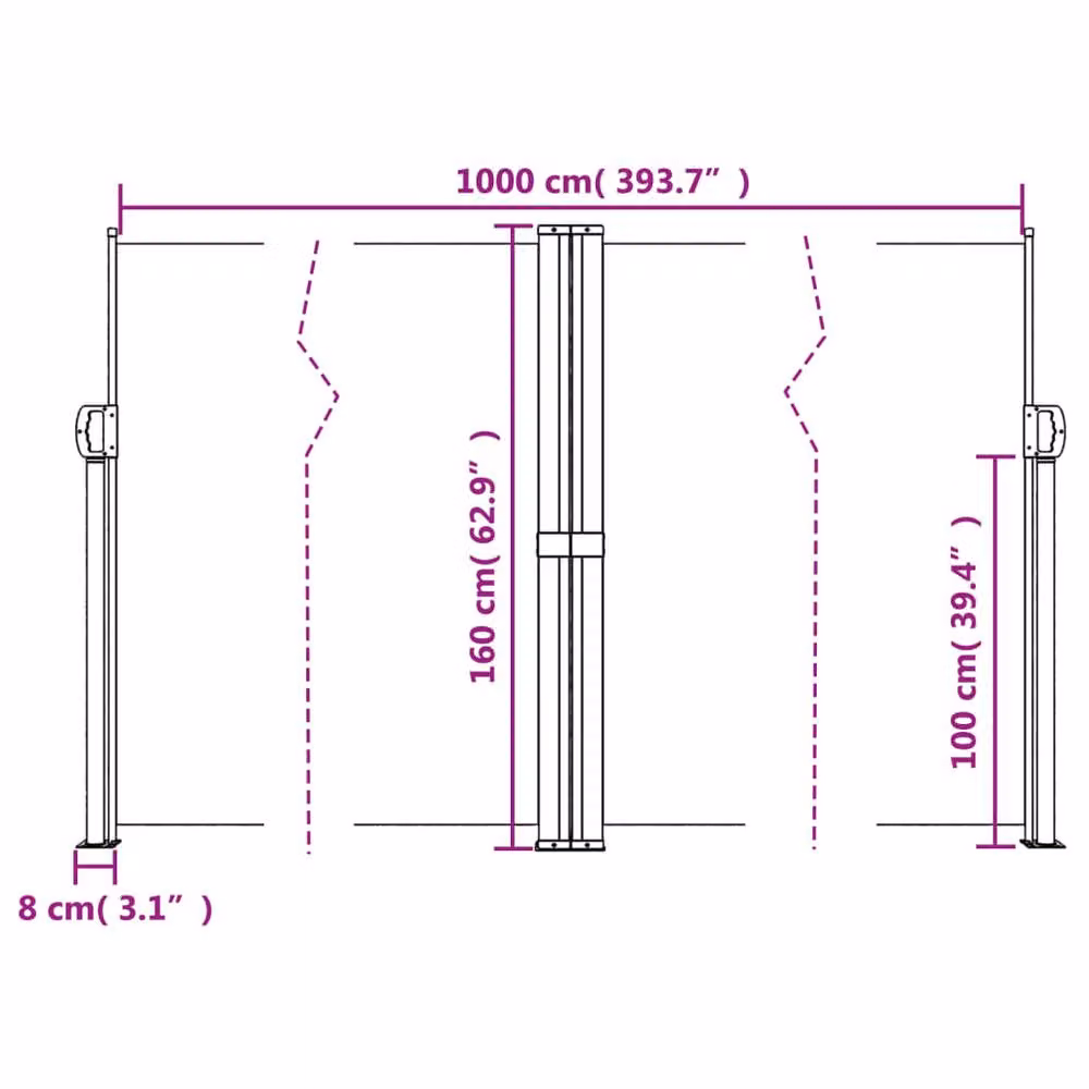 Berkfield Home Red Retractable Single Side Awning with Polyester Fabric, W/H: 1000 x 160 cm – 5