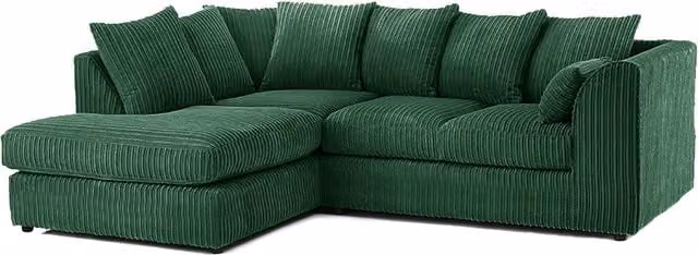 Luxor Living Green Jumbo Cord 4 Seater Left Hand Facing Corner Sofa – 1
