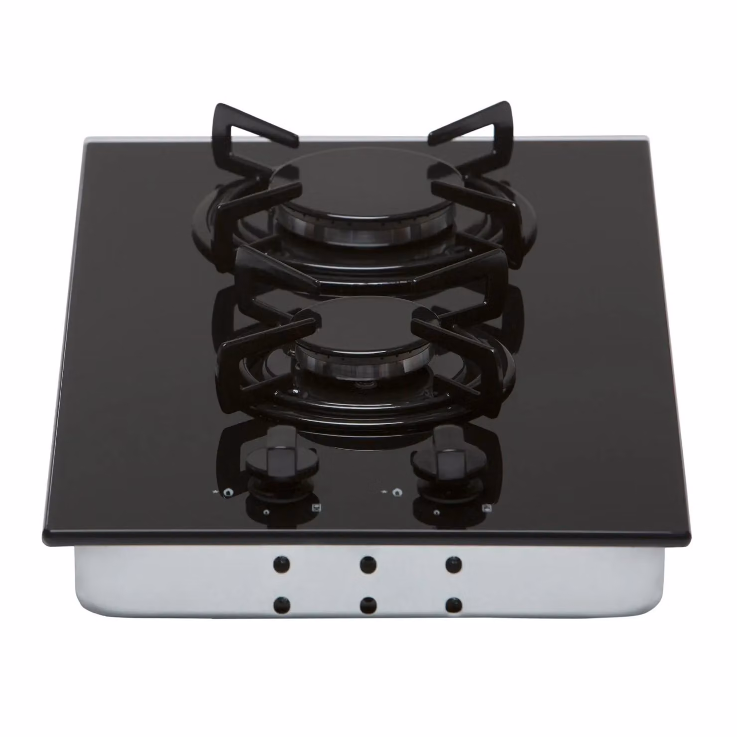 SIA GHG302BL 2 Burner Gas Domino Hob in Black Glass with Enamel Pan Stands – 3
