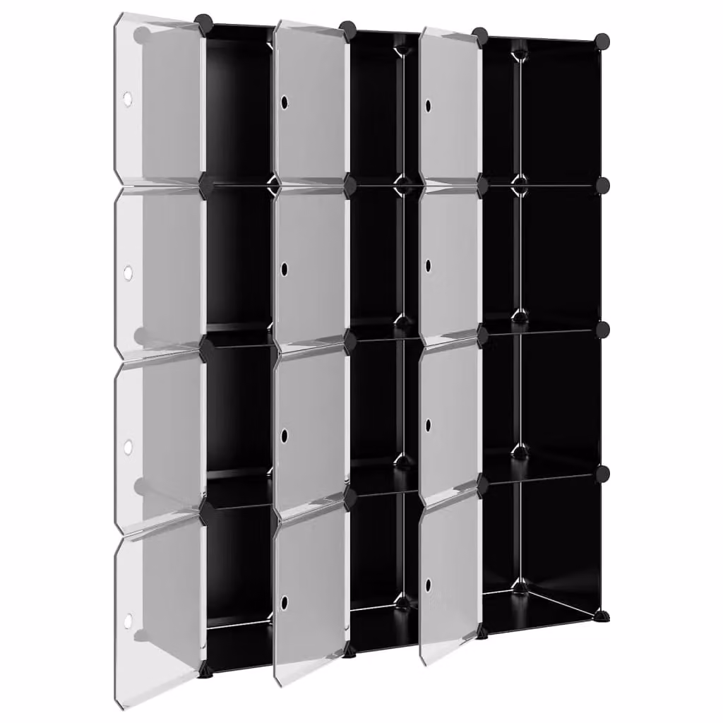 Berkfield Home Storage Cube Organiser with 12 Cubes and Doors in Black – 3