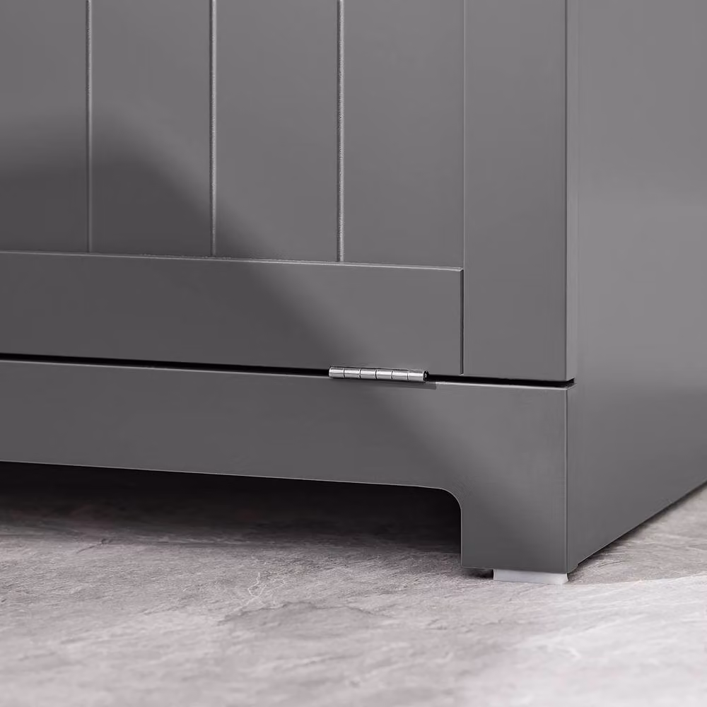 SoBuy Large Bathroom Storage Cabinet with 2 Drawers and 2 Baskets, Dark Grey, Height: 90 cm – 5
