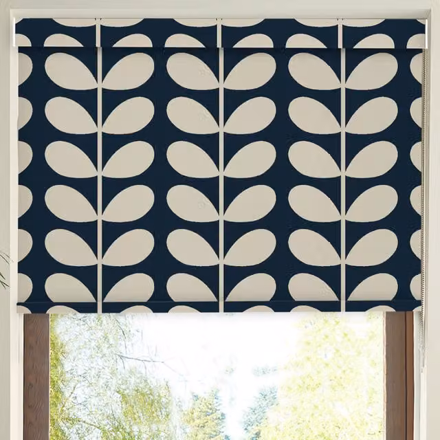 Orla Kiely Whale Jumbo Solid Stem Made to Measure Blackout Roller Blind in Blue