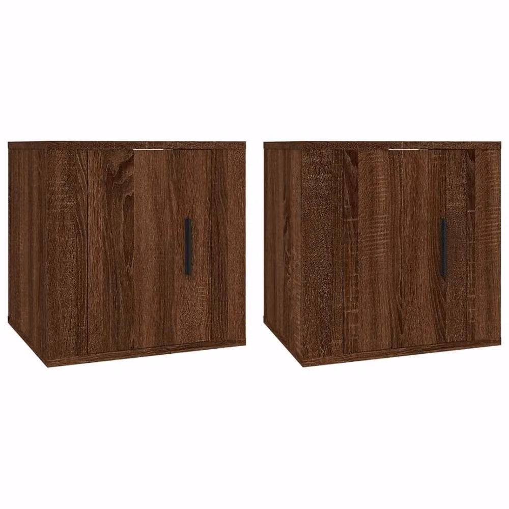 Berkfield Home Set of 2 Wall Mounted TV Cabinets in Brown Oak, W: 40 cm, D: 34.5 cm, H: 40 cm – 2