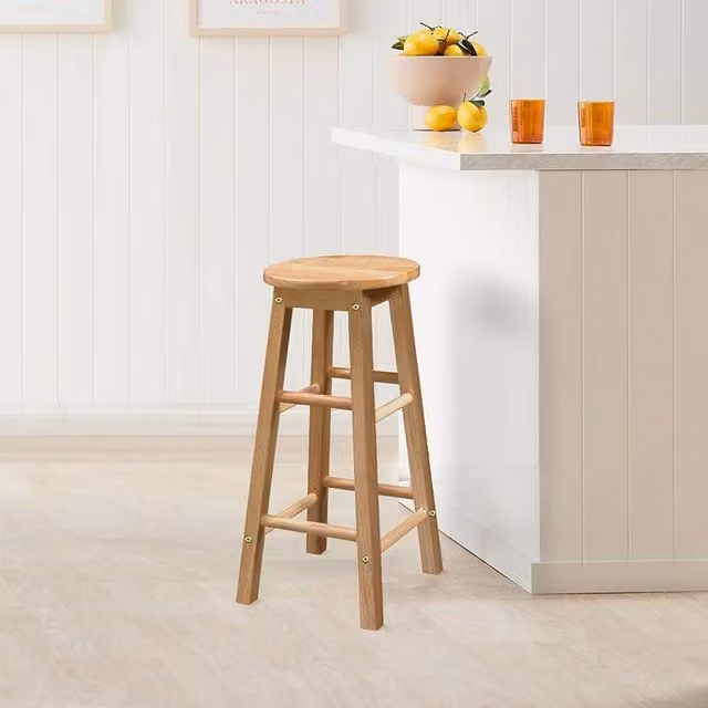 Ventryn Modern Wooden Bar Stool in Brown