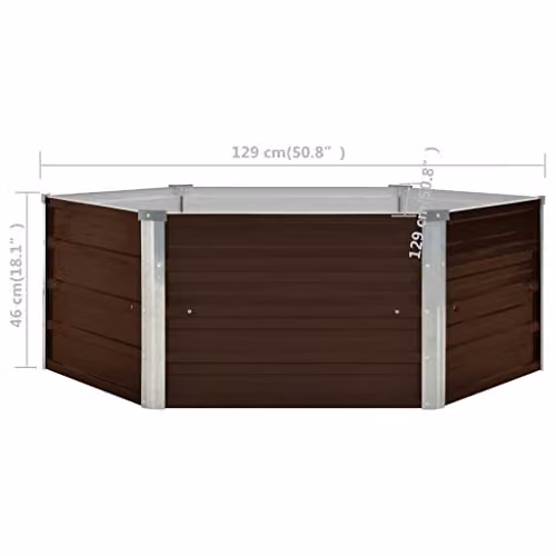 vidaXL Raised Garden Bed in Brown Galvanised Steel, W/D/H: 129 x 129 x 45 cm – 2