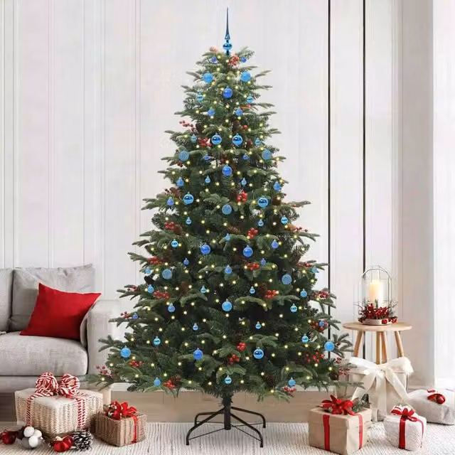 Berkfield Home Artificial Green Christmas Tree with 300 LEDs and Stand, Height: 240 cm – 1