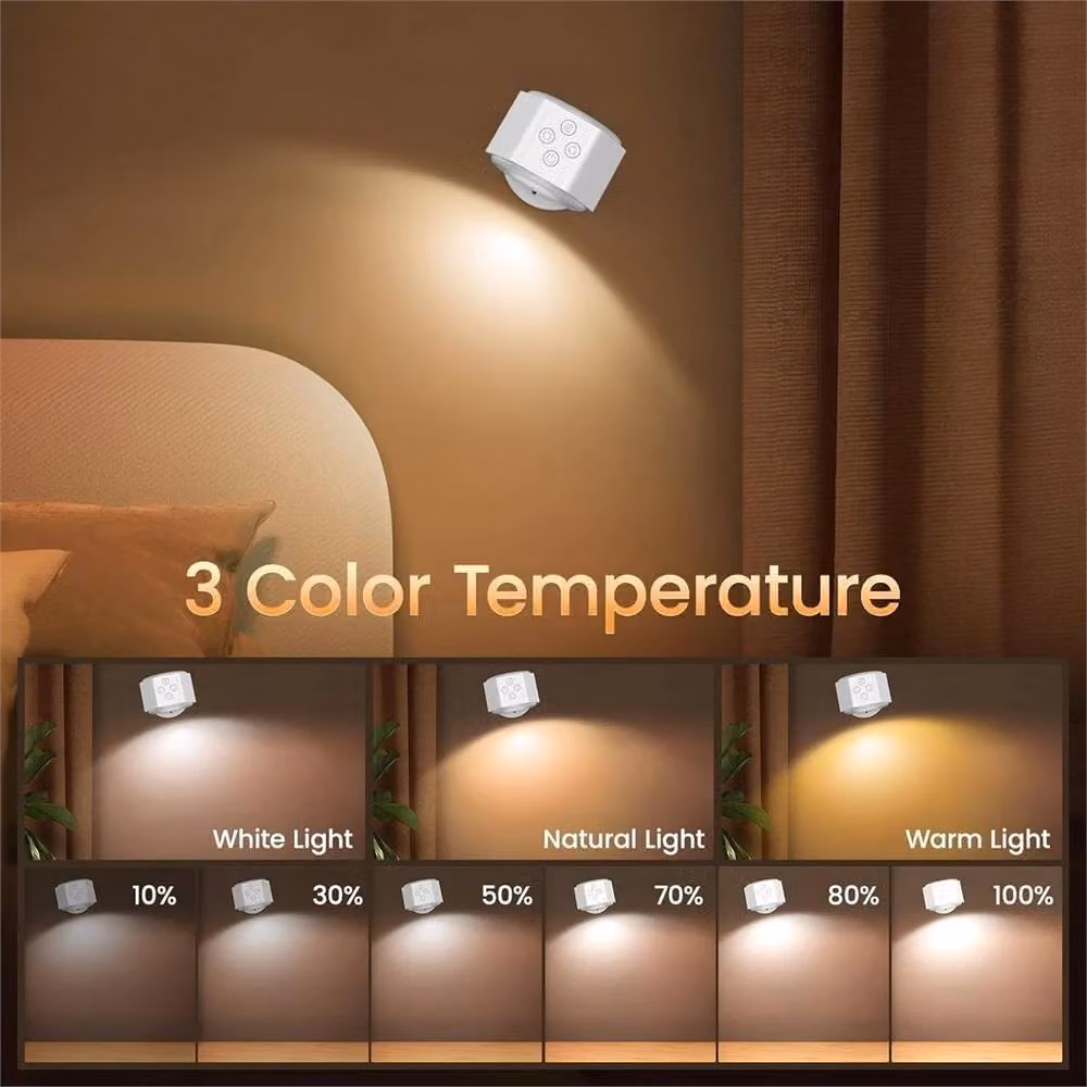 SPETLEK Rechargeable RGB LED Wall Light with 360 Degree Magnetic Rotation in White – 4