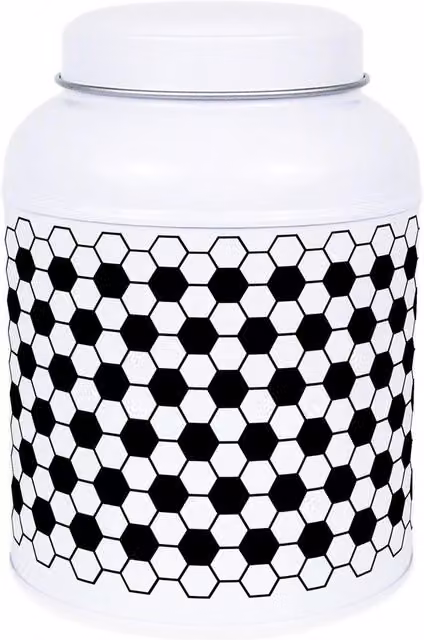 Purely Home Hexagon Tiles Tea Canister with Small Domed Lid in Black or White Metal
