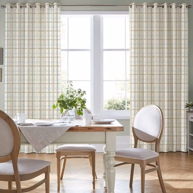 Laura Ashley Burford Check Made to Measure Blackout Eyelet Curtain in Yellow