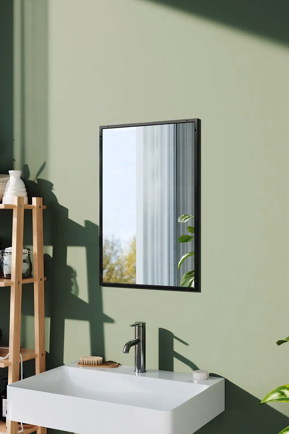 Living and Home Nordic Rectangular Wall Mirror in Black, W: 40 cm, H: 60 cm – 2