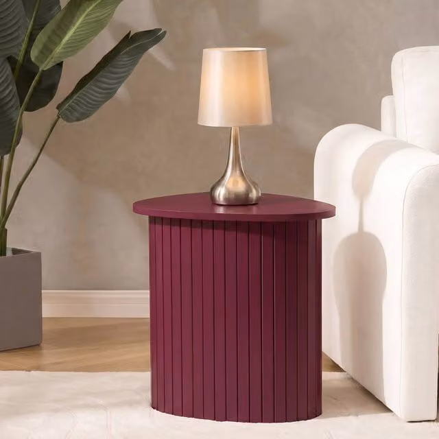 OHS Madison Ribbed Round Side Table in Dark Red – 1