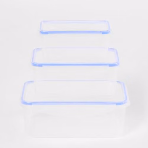 OHS 3 Pack Airtight and Leakproof Square Plastic Food Storage Containers with Lids, White and Transparent – 2