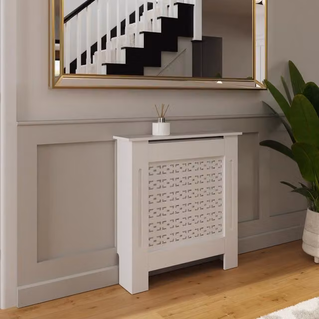 FWStyle Geometric Pattern Modern White MDF Radiator Cover