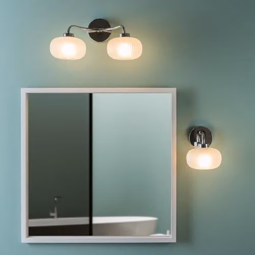 ValueLights Chrome Up and Down LED Wall Light with Glass Shades, IP44 Rated for Bathroom and Home Use – 3