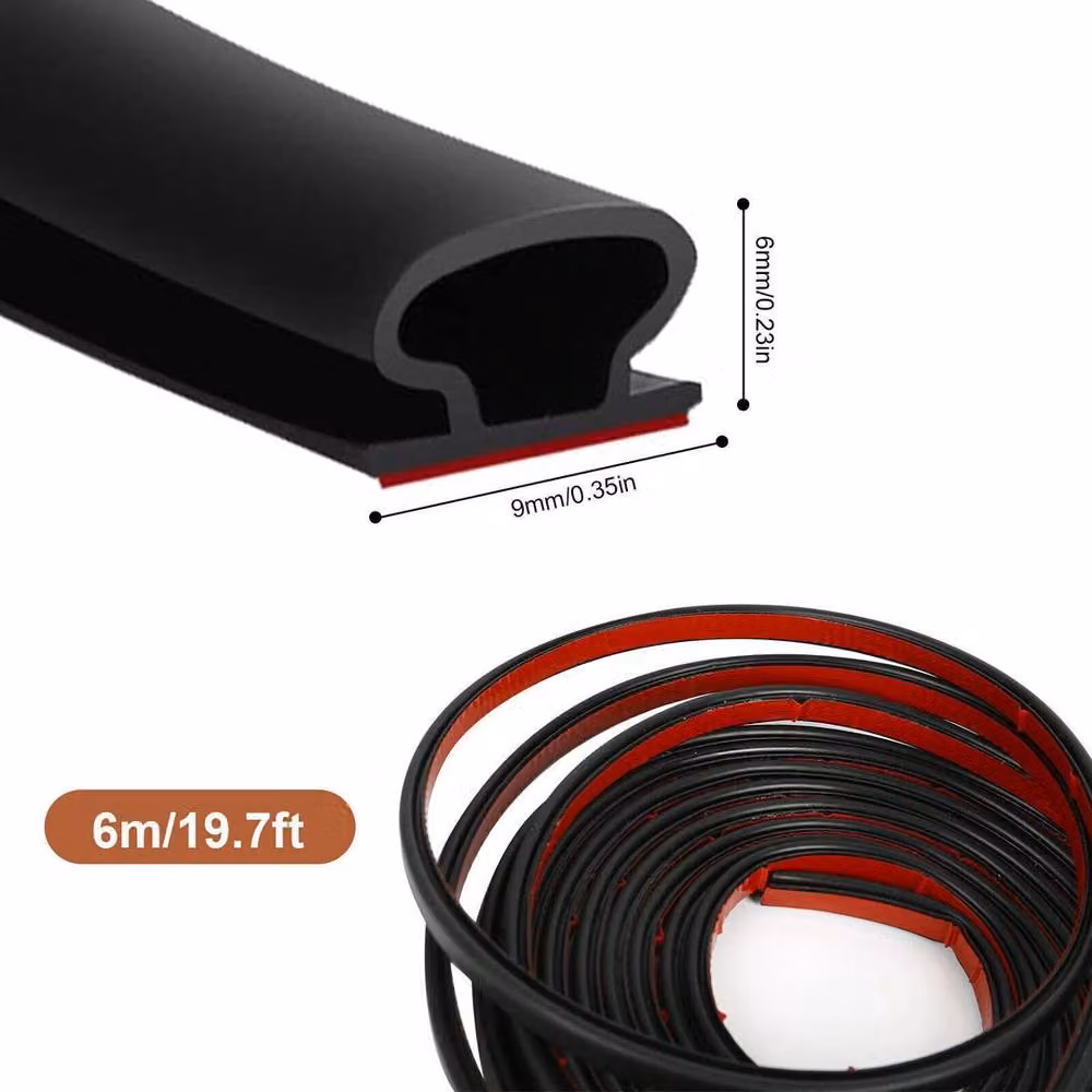FLAVORA Black Self-Adhesive Silicone Door Weather Seal Strip, W: 52 cm, L: 600 cm – 2