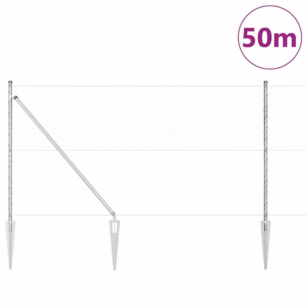 Berkfield Home Hexagon Fence in Silver Galvanised Steel, H: 140 cm x W: 50 m – 2