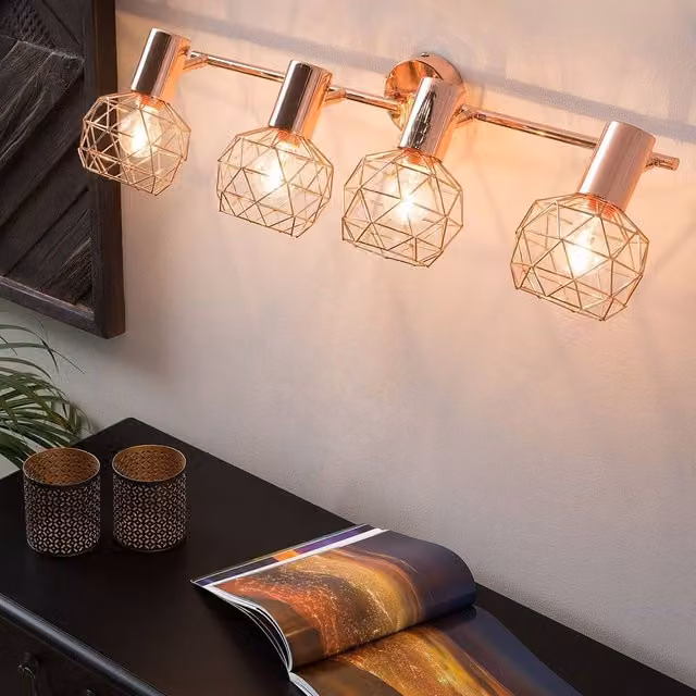 Wyld and Coco Home Copper 4 Light Modern Ceiling Lamp with Adjustable Arms