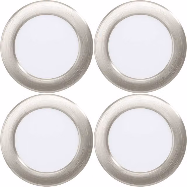 Loops 4 Pack Sleek Satin Nickel LED Ceiling Spotlights in Silver