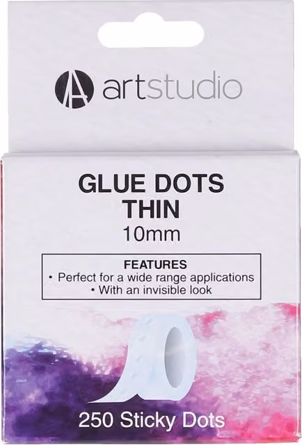 Art Studio Pack of 250 Transparent Thin Glue Dots, Diameter: 10 mm