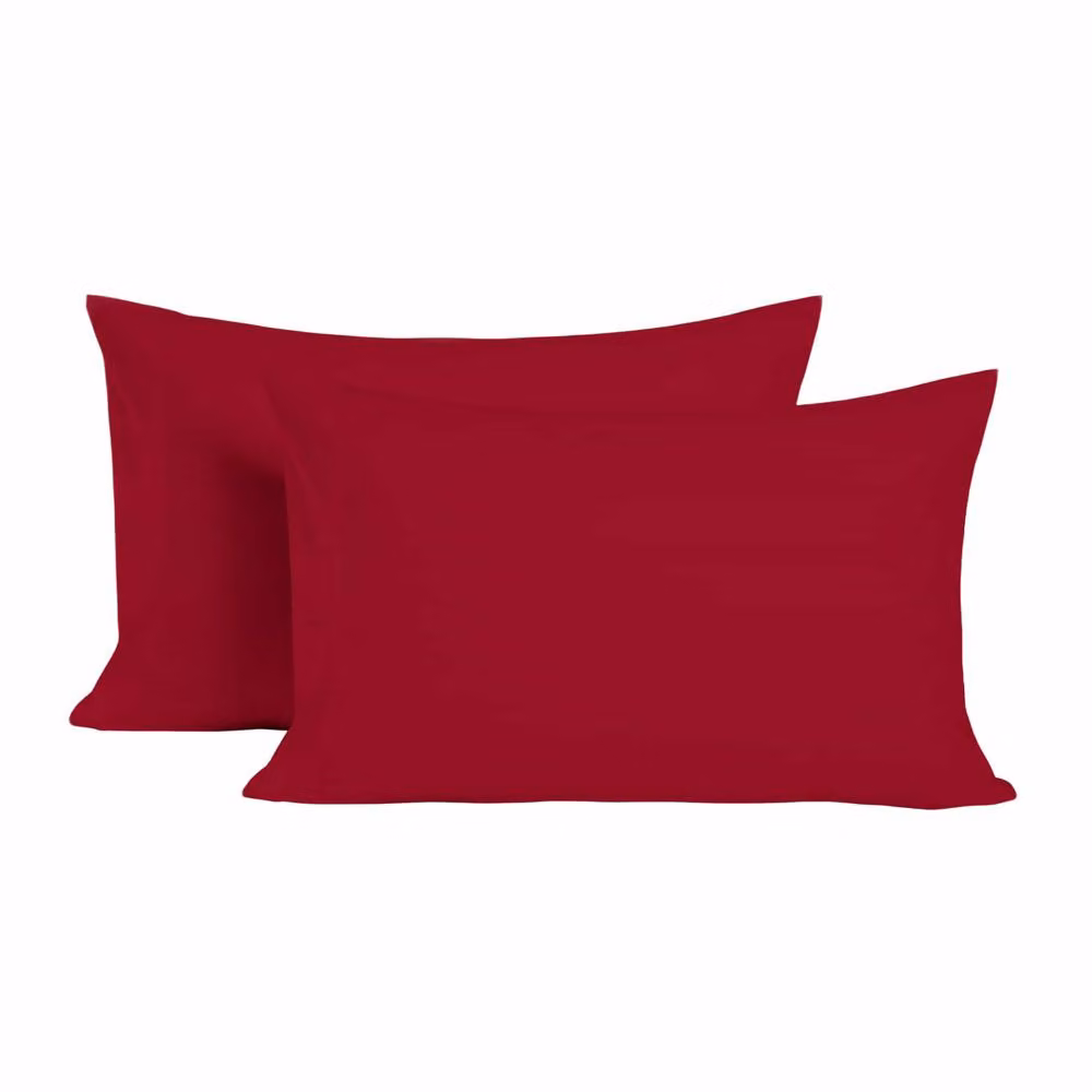 Snug City Red Microfibre Soft Touch Plain Dyed Housewife Pillowcase Pair – 2