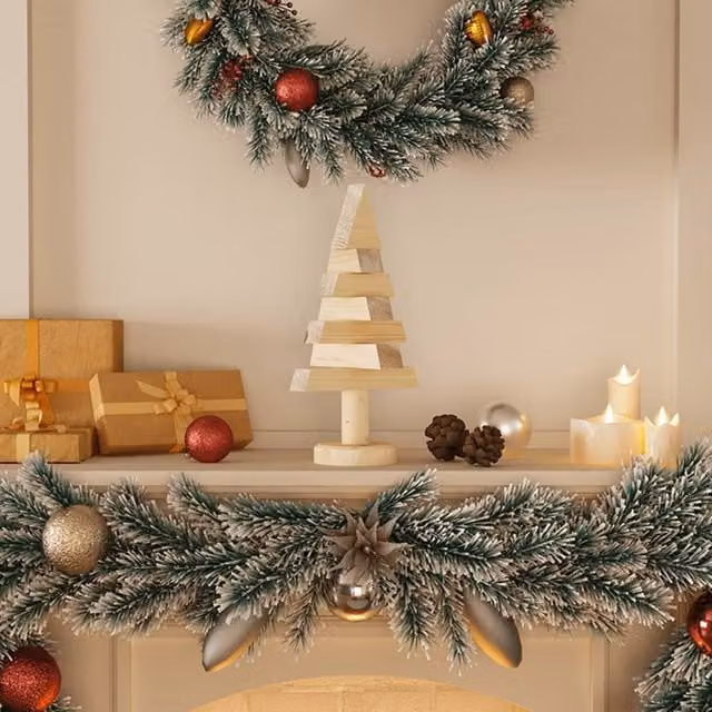 Berkfield Home Set of 2 Rustic Brown Solid Wood Pine Tabletop Christmas Trees, Height: 30 cm – 1