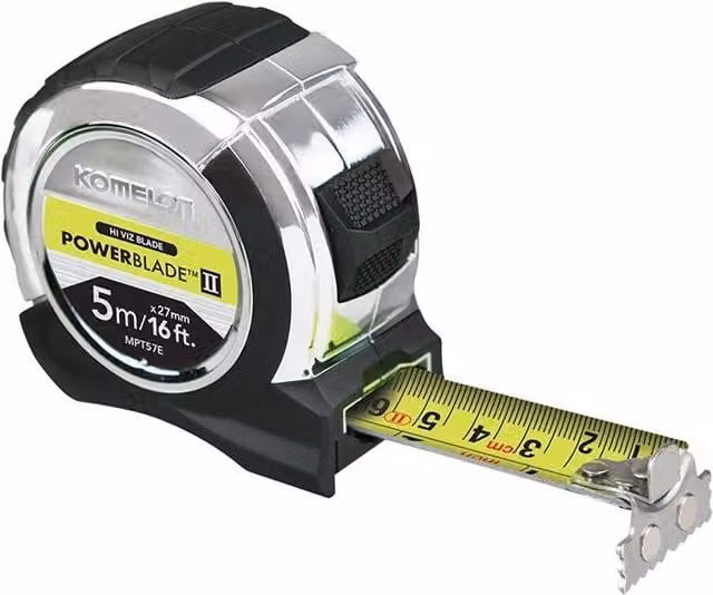 Komelon Powerblade II Pocket Steel Tape Measure, Multicolour