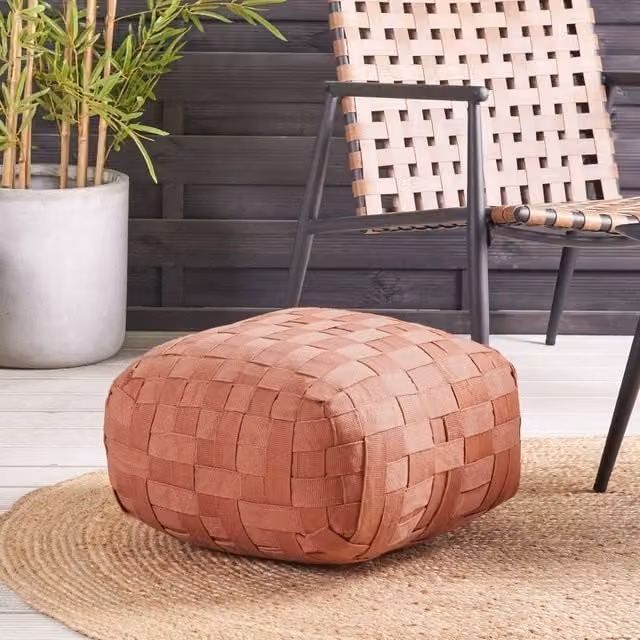 Wyld and Coco Boho Outdoor Pouffe, Red, W/D/H: 50 x 50 x 50 cm – 1