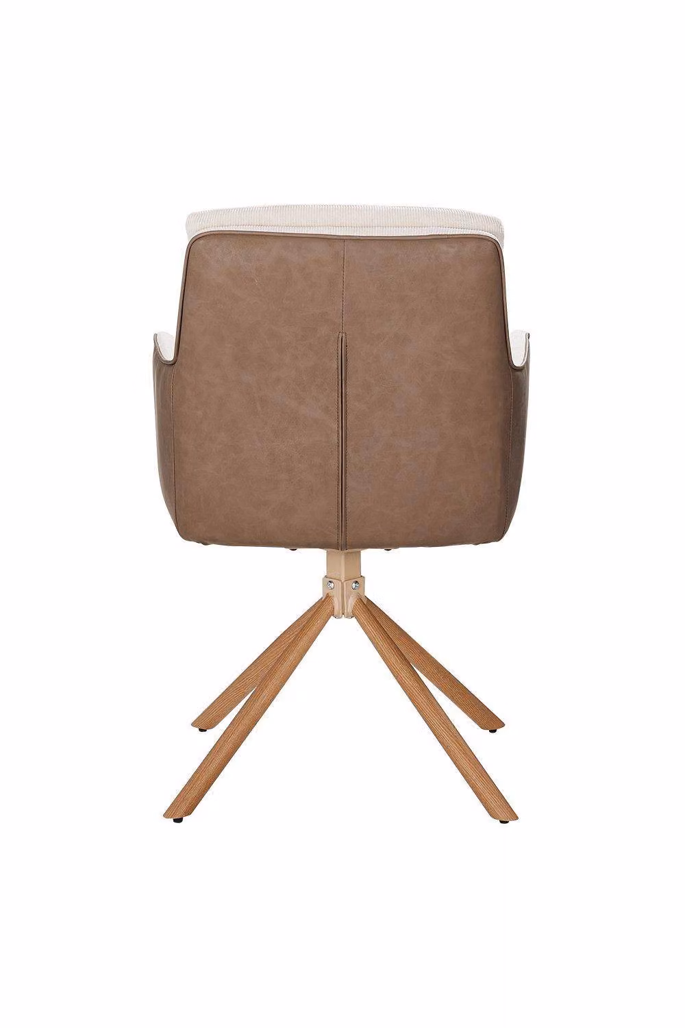 H&O Direct Modern Beige Accent Task Chair with Wooden Base and Armrests – 2