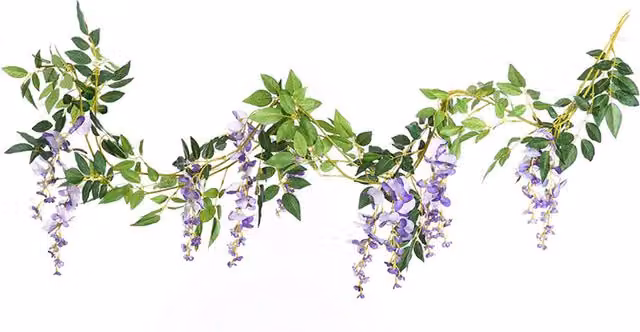 Livingandhome Set of 2 Purple Artificial Hanging Wisteria Flowers