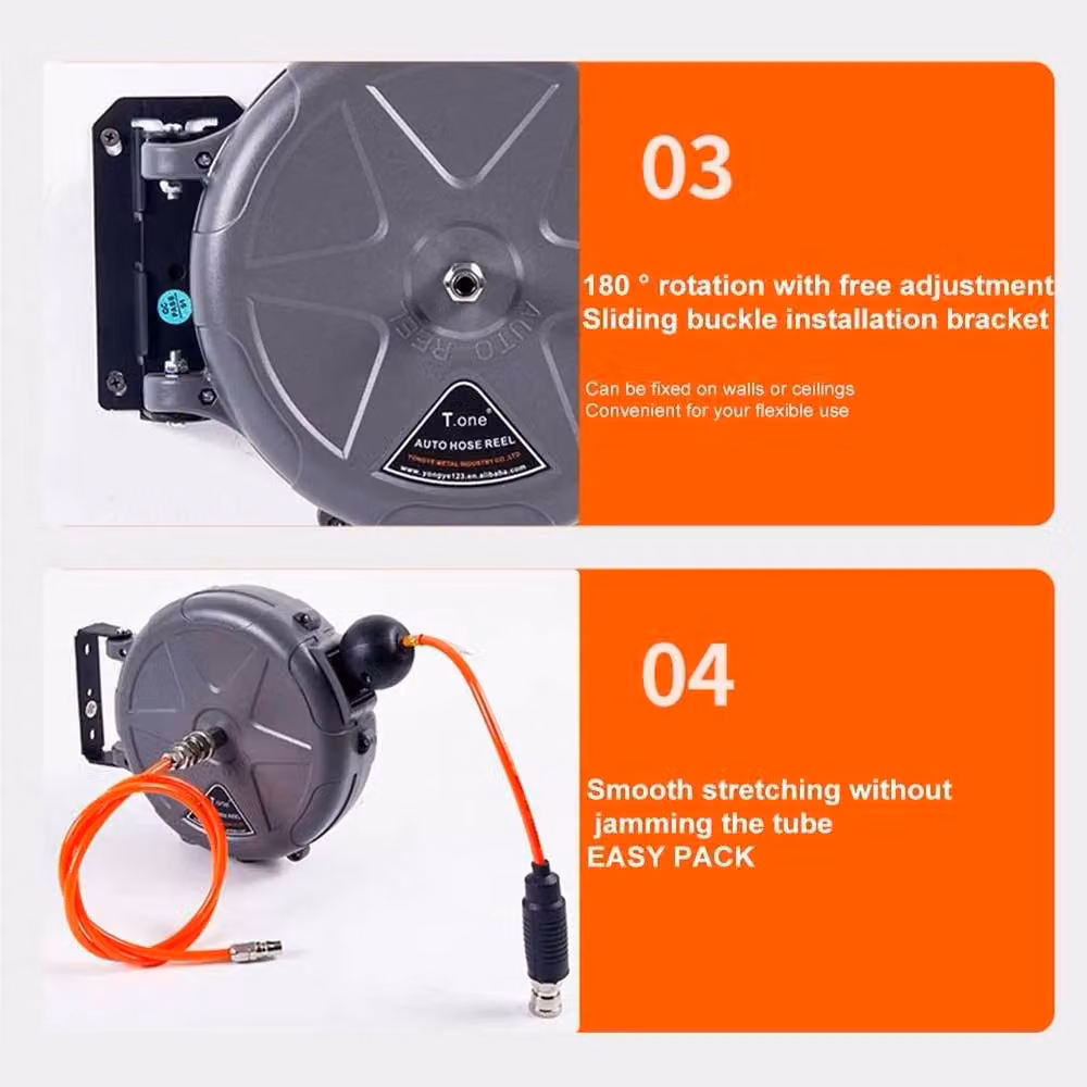 SPETLEK Auto Retractable Air Hose Reel, 10m, Grey, Wall and Ceiling Mounted – 5