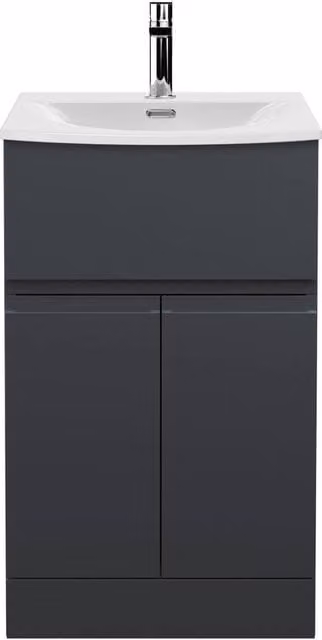 Balterley Mavesyn 2 Door 1 Drawer Freestanding Vanity Basin Unit, Grey, Width: 50 cm