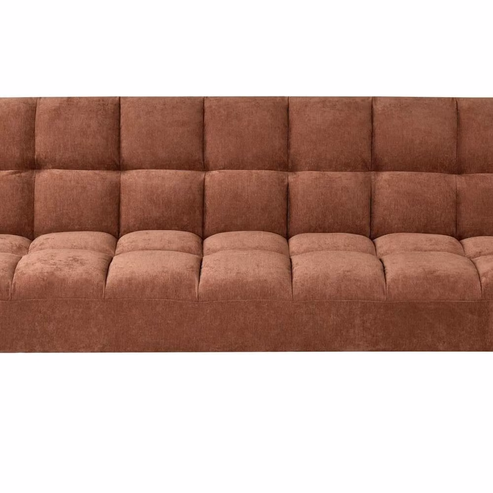 Wyld and Coco 2-Seater Click Clack Sofa Bed in Brown Fabric with Solid Rubberwood Frame, W/D/H: 153 x 83 x 140 cm – 2