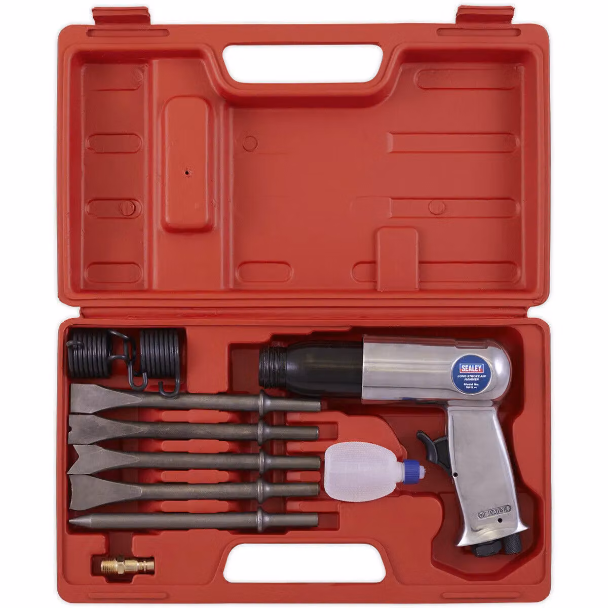Loops Long Stroke Air Hammer and Chisel Kit with 67mm Stroke and Storage Case in Metallics – 3