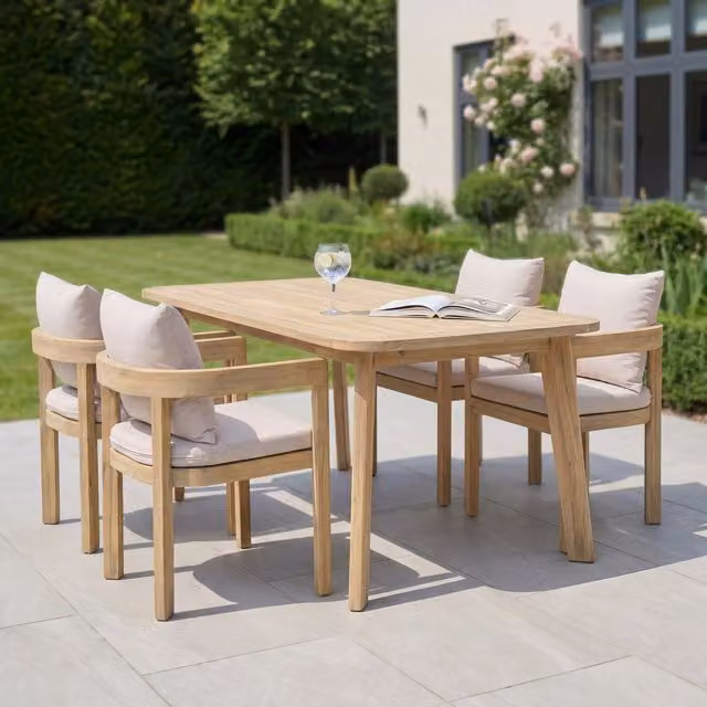 Artemis Home Sundrift 4 Seater Garden Dining Set in Beige Acacia Wood