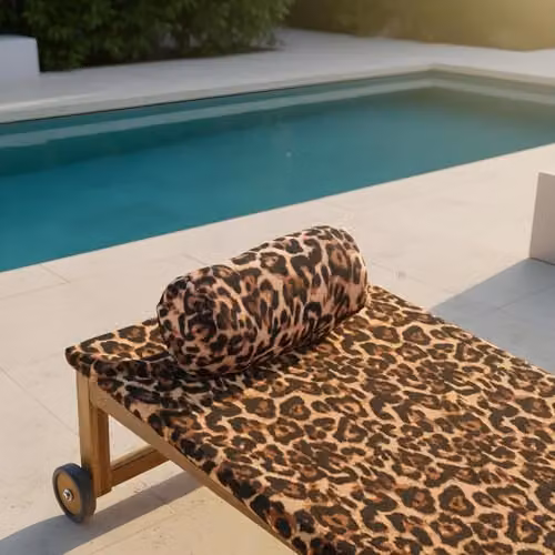 OHS Leopard Inflatable Bolster Pillow in Brown with Soft Microfibre Removable Cover, W/D/H: 36 x 16 x 16 cm – 3