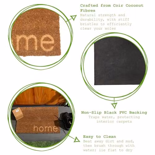 Nicola Spring Coir Door Mat Set of 2, Brown, W/D: 60 x 40 cm – 4