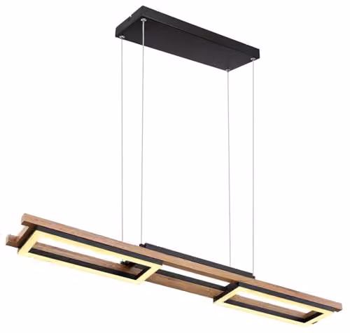 Globo Lighting Modern LED Suspended Hanging Lamp in Black Wood Look with Warm White Light