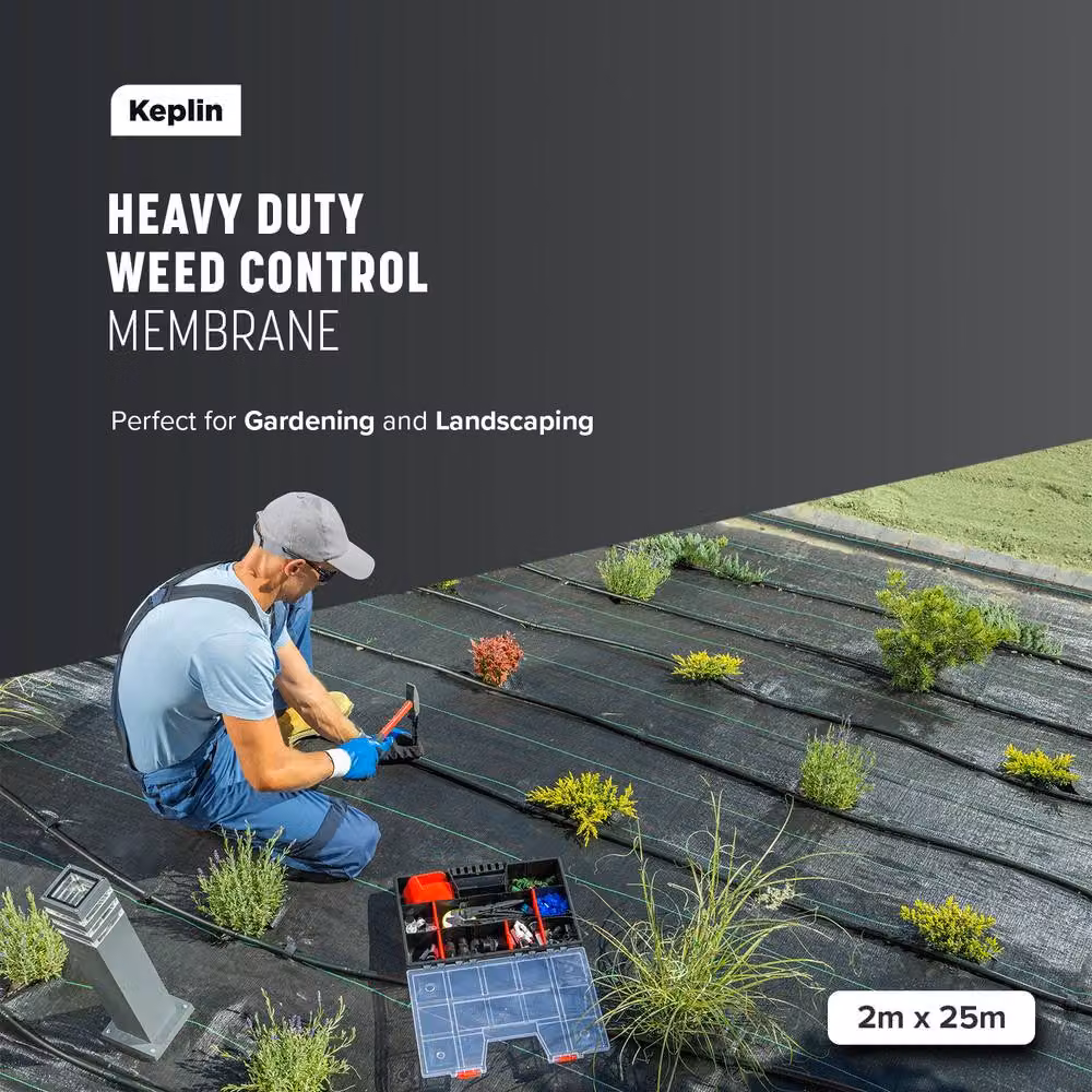 Keplin Heavy Duty Weed Control Membrane Fabric, Black, W: 200 cm, L: 200 cm – 2