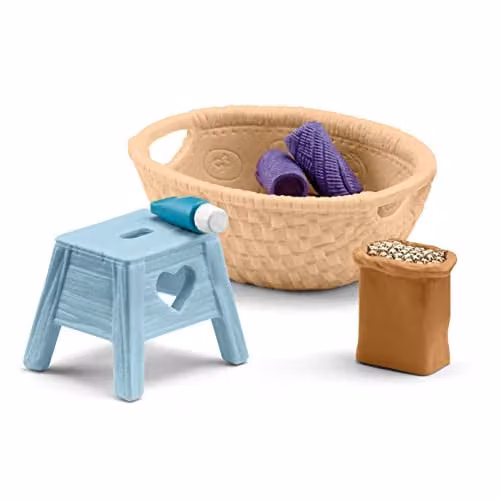 Schleich Horse Club 6Pc Animal Care Accessories Set in Beige and Multicolour