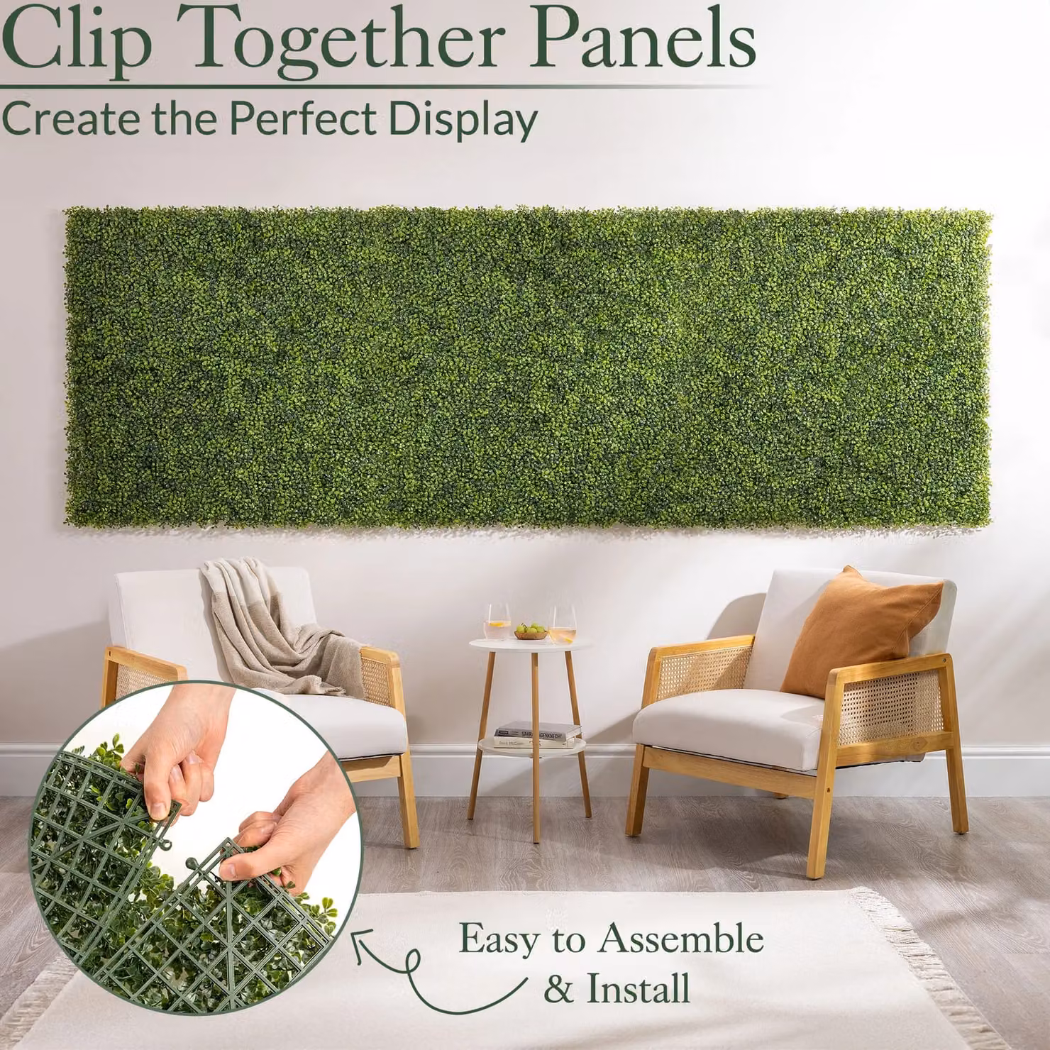 Christow Artificial Boxwood Living Wall Panels Green, 4 x 50 cm – 5