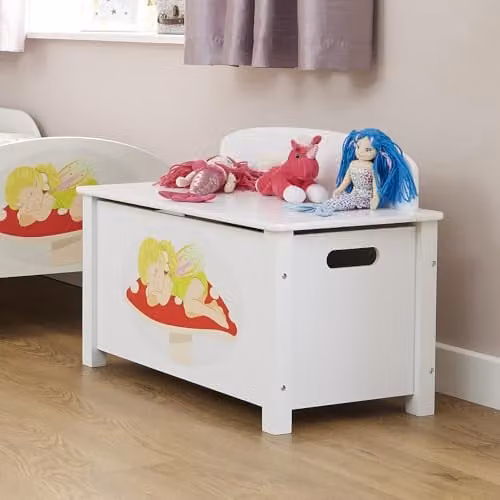 Liberty House Toys Fairy Wooden Toy Box in White W/D/H: 68.0 x 47.5 x 37.5 cm