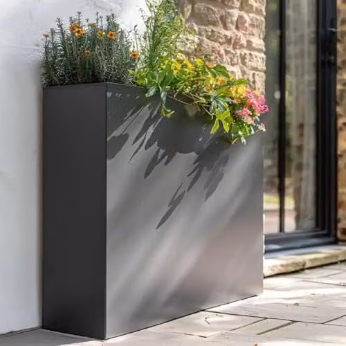 Access Garden Products Galvanised Steel Trough Planter, Grey, W: 25 cm, D: 80 cm, H: 60 cm – 1