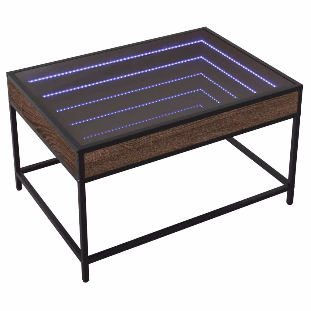 Berkfield Home Infinity LED Coffee Table in Brown Oak, W: 70 cm, D: 50 cm, H: 41 cm – 3