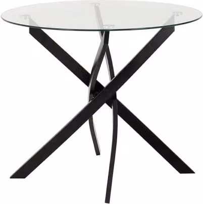 Seconique Sheldon Round Modern Glass Top Dining Table in Black and Transparent, Diameter: 90 cm – 1