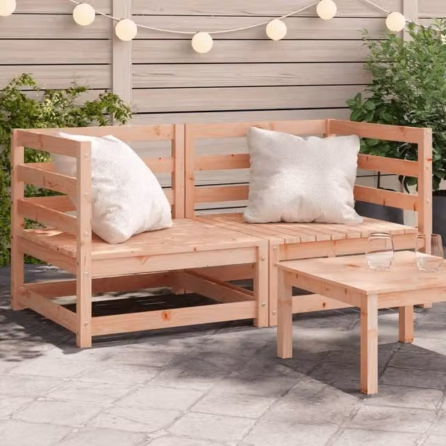 Berkfield Home Garden Corner Sofa Set, 2 Pieces, Brown Solid Douglas Wood, W/D/H: 70 x 70 x 67 cm – 1