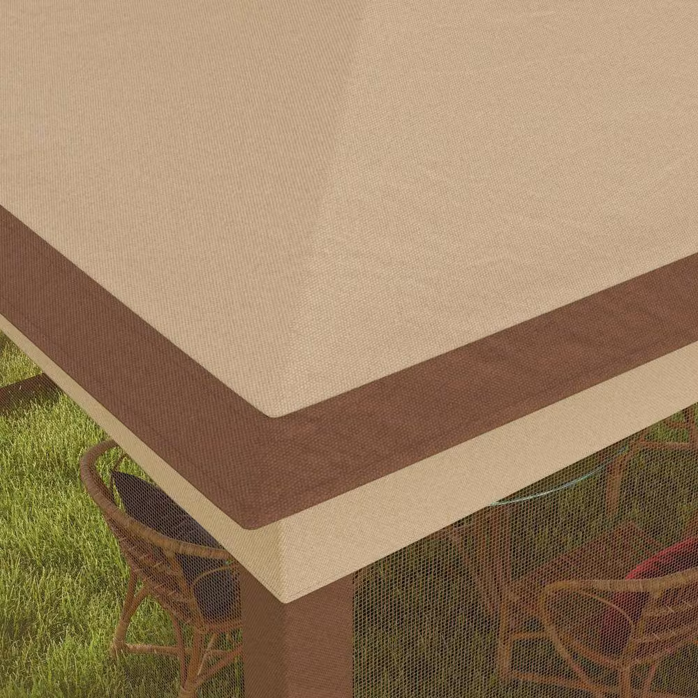 Rolipo Pop Up Gazebo Double Roof with Netting, Beige, W: 300 cm, D: 300 cm, H: 270 cm – 9