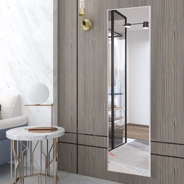 Livingandhome Modern Rectangular Full Length Hanging Dressing Mirror in Silver and White