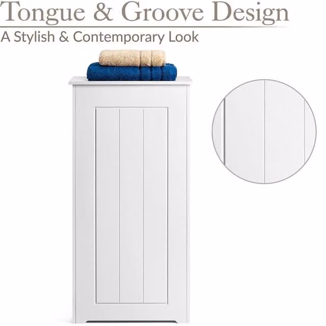 Havendro White Wooden Laundry Box and Bathroom Storage Basket, W/D/H: 45 x 90 x 30 cm