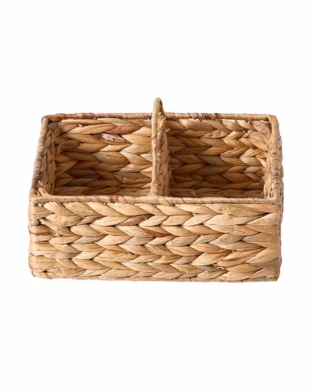 Dibor Water Hyacinth Kitchen Storage Utility Basket in Beige with Handles – 2